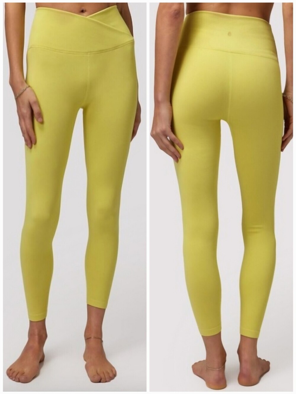 Spiritual Gangster Wrap Front Seamless Ribbed Leggings Bright Yellow Size M/L